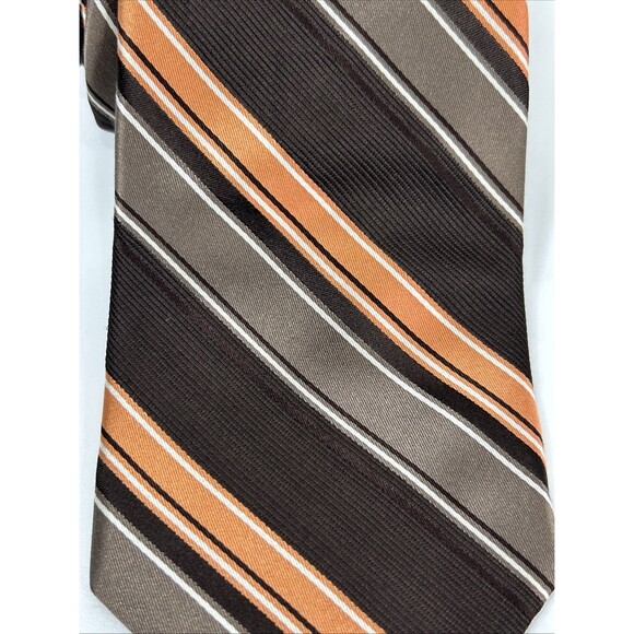 Michael Kors Men's Silk Neck Tie Brown Orange Textured Stripe 60" - Picture 1 of 4